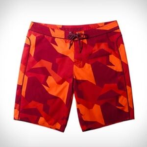 Aether Men’s Camo Swim Board Shorts 9.5” Outdoor in Orange Red Size 33